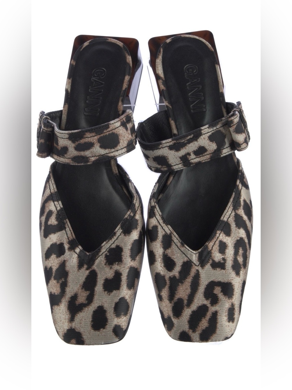 Ganni Leopard Print Mary Jane Mules